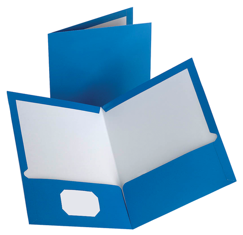 OXF51751 Laminated Two Pocket Portfolio, Light Blue, 10 Pack