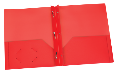 OXF76025 Red Two Pocket Poly Portfolio with Prongs