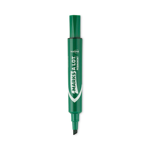 Marks A Lot Large Desk-style Permanent Marker, Broad Chisel Tip, Green, Dozen (8885)