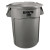 Vented Round Brute Container, 55 Gal, Plastic, Gray
