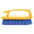 Iron-shaped Handle Scrub Brush, Blue Polypropylene Bristles, 6" Brush, 6" Yellow Plastic Handle