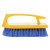 Iron-shaped Handle Scrub Brush, Blue Polypropylene Bristles, 6" Brush, 6" Yellow Plastic Handle