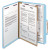 Four-section Pressboard Top Tab Classification Folders, Four Safeshield Fasteners, 1 Divider, Letter Size, Blue, 10/box