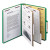 Six-section Pressboard Top Tab Classification Folders, Six Safeshield Fasteners, 2 Dividers, Letter Size, Green, 10/box