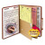 6-section Pressboard Top Tab Pocket Classification Folders, 6 Safeshield Fasteners, 2 Dividers, Letter Size, Red, 10/box