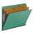 End Tab Pressboard Classification Folders, Six Safeshield Fasteners, 2" Expansion, 2 Dividers, Letter Size, Green, 10/box