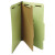 Four-section Pressboard Classification Folders, 2" Expansion, 1 Divider, 4 Fasteners, Letter Size, Green Exterior, 10/box