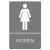 Ada Sign, Women Restroom Symbol W/tactile Graphic, Molded Plastic, 6 X 9, Gray