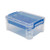 Super Stacker Divided Storage Box, 6 Sections, 10.38" X 14.25" X 6.5", Clear/blue