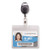 Resealable Id Badge Holders With 30" Cord Reel, Horizontal, Frosted 4.13" X 3.75" Holder, 3.75" X 2.63" Insert, 10/pack