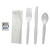 Six-piece Cutlery Kit, Condiment/fork/knife/napkin/spoon, Heavyweight, White, 250/carton