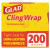 Clingwrap Plastic Wrap, 200 Square Foot Roll, Clear, 12 Rolls/carton