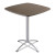Iland Bistro-height Table With Contoured Edges, Square, 36" X 36" X 42", Natural Teak Top, Silver Base