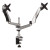 Easy-adjust Desk Dual Arm Mount For 27" Monitors, 360 Deg Rotation, +90/-15 Deg Tilt, 360 Deg Pan, Silver, Supports 20 Lb