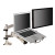 Easy-adjust Desk Dual Arm Mount For 27" Monitors, 360 Deg Rotation, +90/-15 Deg Tilt, 360 Deg Pan, Silver, Supports 20 Lb