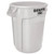 Vented Round Brute Container, 10 Gal, Plastic, White