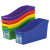 Interlocking Book Bins With Clear Label Pouches, 4.75" X 12.63" X 7", Assorted Colors, 5/pack