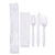 Economy Cutlery Kit, Fork/knife/spoon/napkin, White, 250/carton