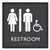 Ada Sign, Unisex Accessible Restroom, Plastic, 8 X 8, Clear/white