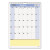 Quicknotes Wall Calendar, 12 X 17, White/blue/yellow Sheets, 12-month (jan To Dec): 2024