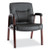 Alera Madaris Series Bonded Leather Guest Chair With Wood Trim Legs, 25.39" X 25.98" X 35.62", Black Seat/back, Mahogany Base