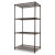 Nsf Certified Industrial Four-shelf Wire Shelving Kit, 36w X 24d X 72h, Black