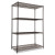 Nsf Certified Industrial Four-shelf Wire Shelving Kit, 48w X 24d X 72h, Black