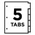 Insertable Big Tab Plastic Dividers, 5-tab, 11 X 8.5, Assorted, 1 Set