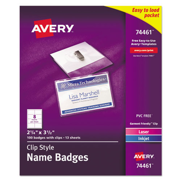 Clip-style Badge Holder With Laser/inkjet Insert, Top Load, 3.5 X 2.25, White, 100/box