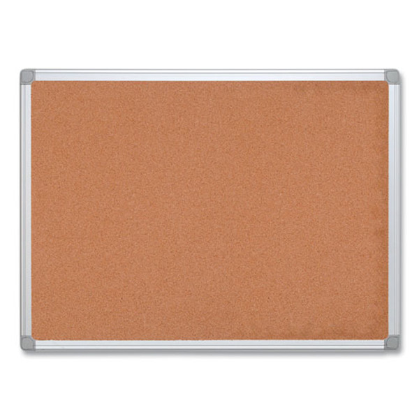 Earth Cork Board, 24 X 18, Tan Surface, Silver Aluminum Frame