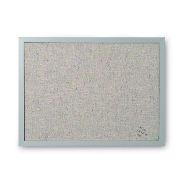Designer Fabric Bulletin Board, 24 X 18, Gray Surface, Gray Mdf Wood Frame