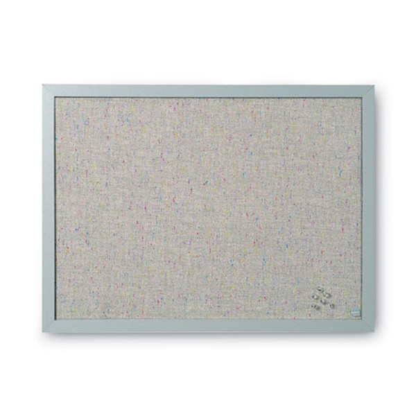 Designer Fabric Bulletin Board, 24" X 18", Gray Surface, Gray Fiberboard (mdf) Frame