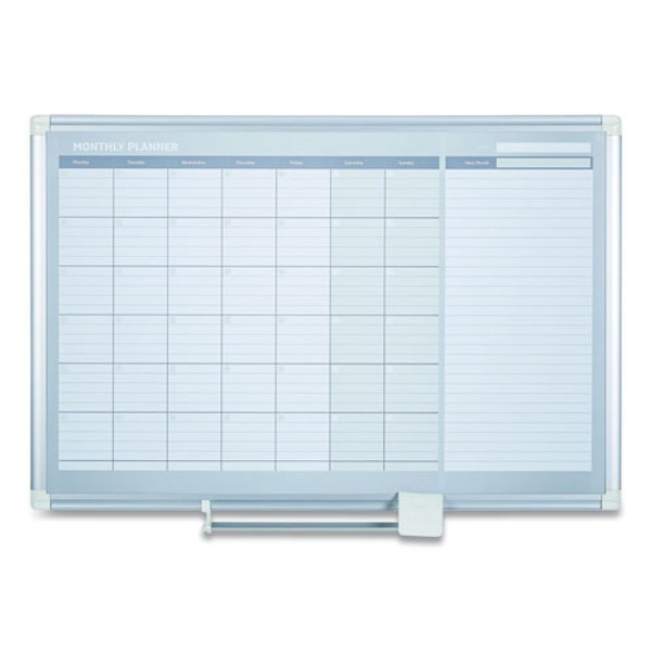 Magnetic Dry Erase Calendar Board, One Month, 48 X 36, White Surface, Silver Aluminum Frame