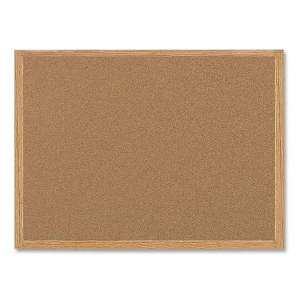 Earth Cork Board, 36 X 24, Tan Surface, Oak Wood Frame