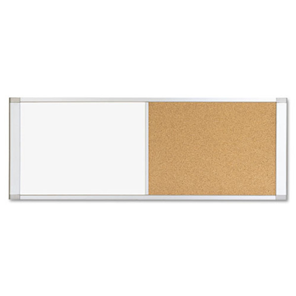 Combo Cubicle Workstation Dry Erase/cork Board, 48 X 18, Tan/white Surface, Aluminum Frame