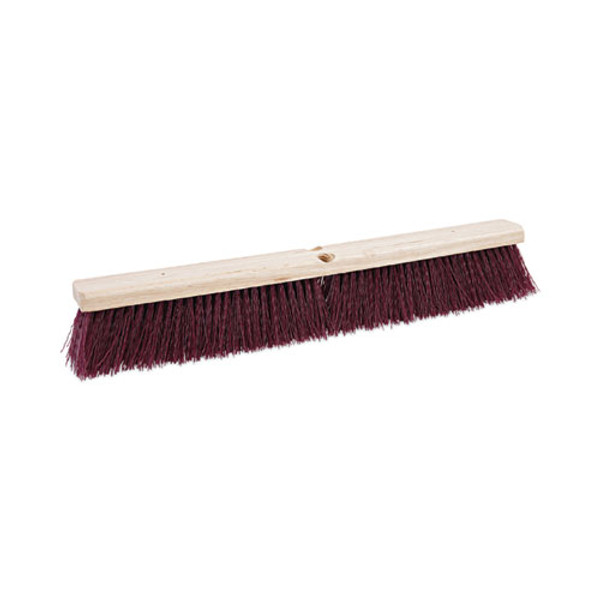 Floor Brush Head, 3.25" Maroon Stiff Polypropylene Bristles, 24" Brush