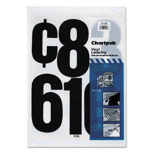 Press-on Vinyl Numbers, Self Adhesive, Black, 6"h, 21/pack