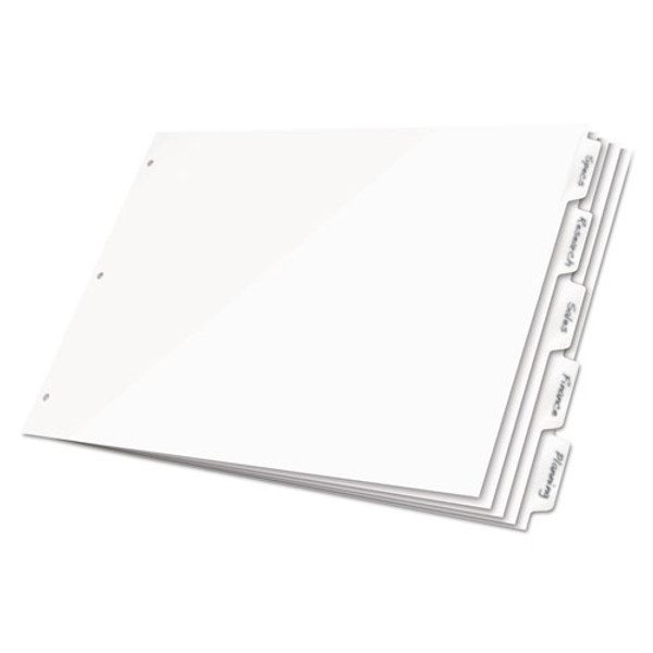 Write 'n Erase Tabloid Index Dividers, 5-tab, 11 X 17, White, 1 Set