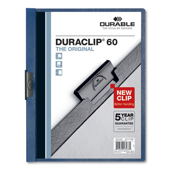 Duraclip Report Cover, Clip Fastener, 8.5 X 11, Clear/dark Blue, 25/box