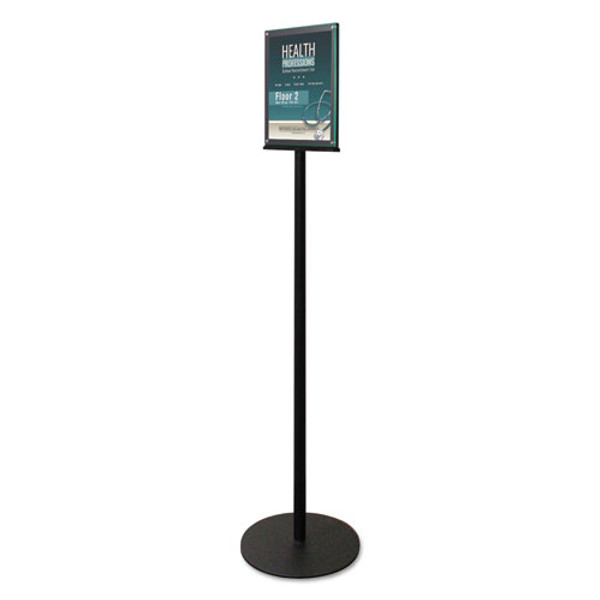 Double-sided Magnetic Sign Display, 8.5 X 11 Insert, 56" Tall, Clear/black