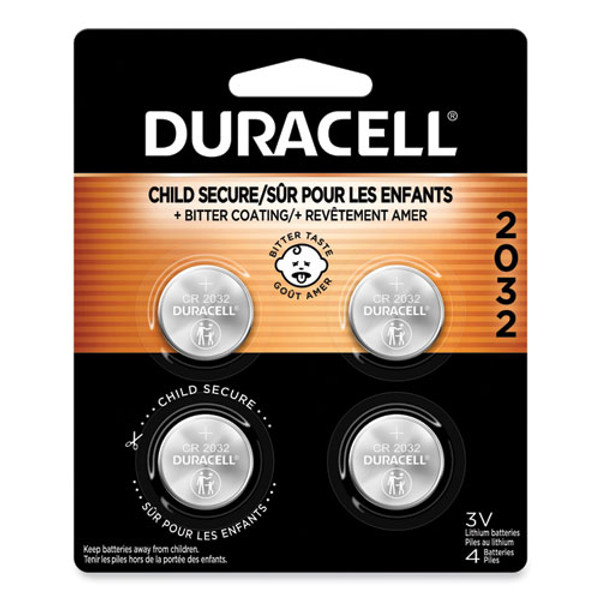 Lithium Coin Batteries With Bitterant, 2032, 4/pack