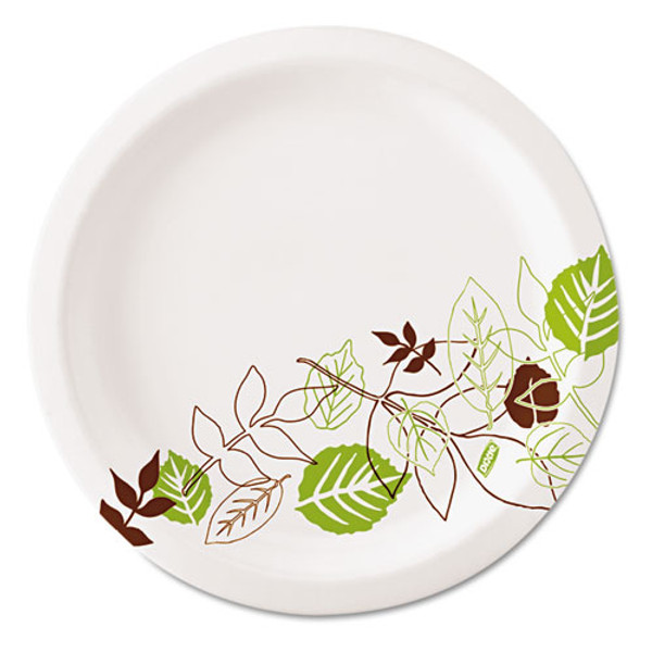 Pathways Soak-proof Shield Mediumweight Paper Plates, 6.88" Dia, Green/burgundy, 125/pack, 8 Packs/carton