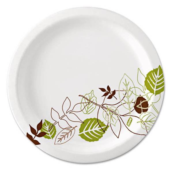 Pathways Soak-proof Shield Mediumweight Paper Plates, Wisesize, 6.88" Dia, Green/burgundy, 500/carton