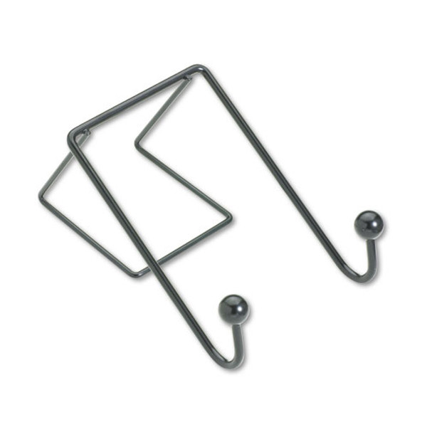 Partition Additions Wire Double-garment Hook, 4 X 5.13 X 6, Over-the Panel Mount,  Black