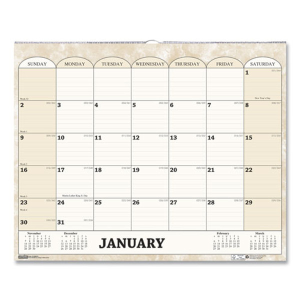 Recycled Monthly Horizontal Wall Calendar, Marble Stone Artwork, 14.88 X 12, White/sand Sheets, 12-month (jan To Dec): 2024