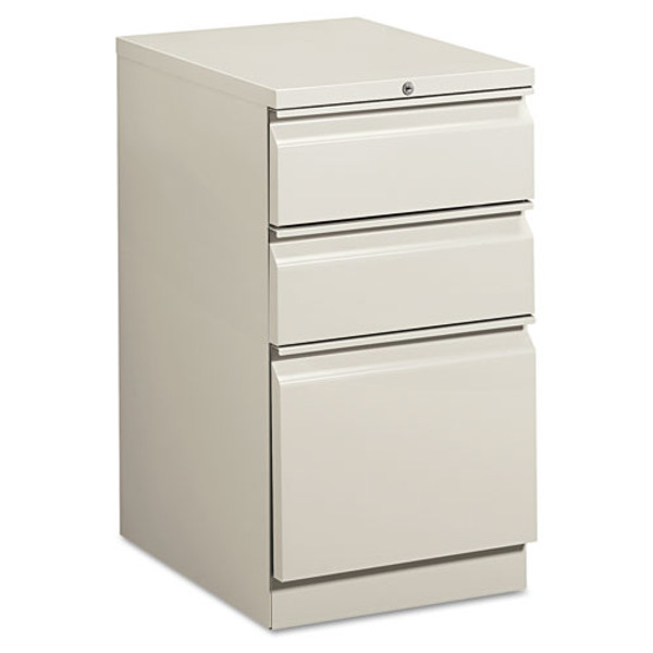 Brigade Mobile Pedestal With Pencil Tray Insert, Left/right, 3-drawers: Box/box/file, Letter, Light Gray, 15" X 19.88" X 28"