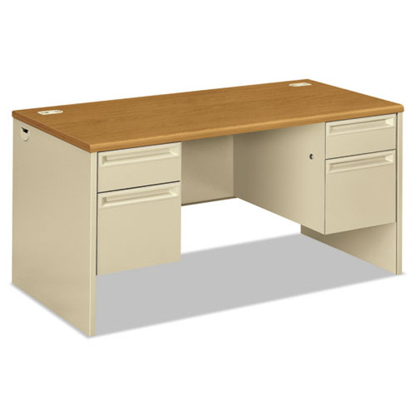 38000 Series Double Pedestal Desk, 60" X 30" X 29.5", Harvest/putty
