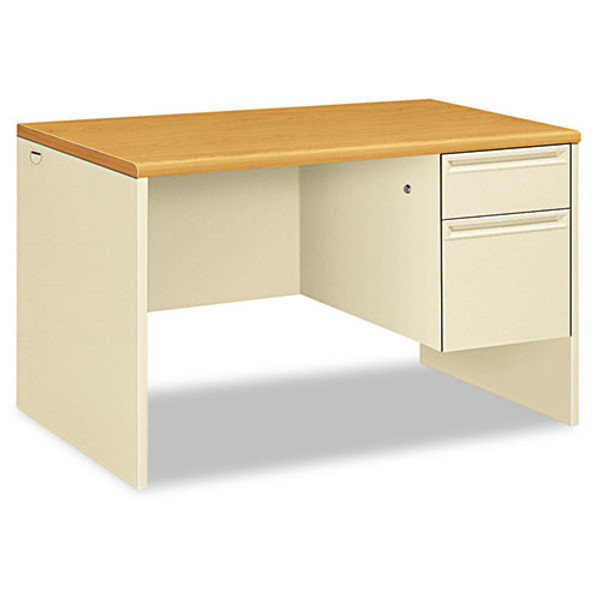 38000 Series Right Pedestal Desk, 48" X 30" X 29.5", Harvest/putty