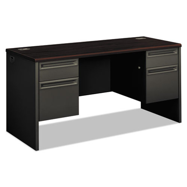 38000 Series Kneespace Credenza, 60w X 24d X 29.5h, Mahogany/charcoal