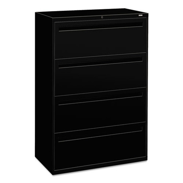 Brigade 700 Series Lateral File, 4 Legal/letter-size File Drawers, Black, 36" X 18" X 52.5"